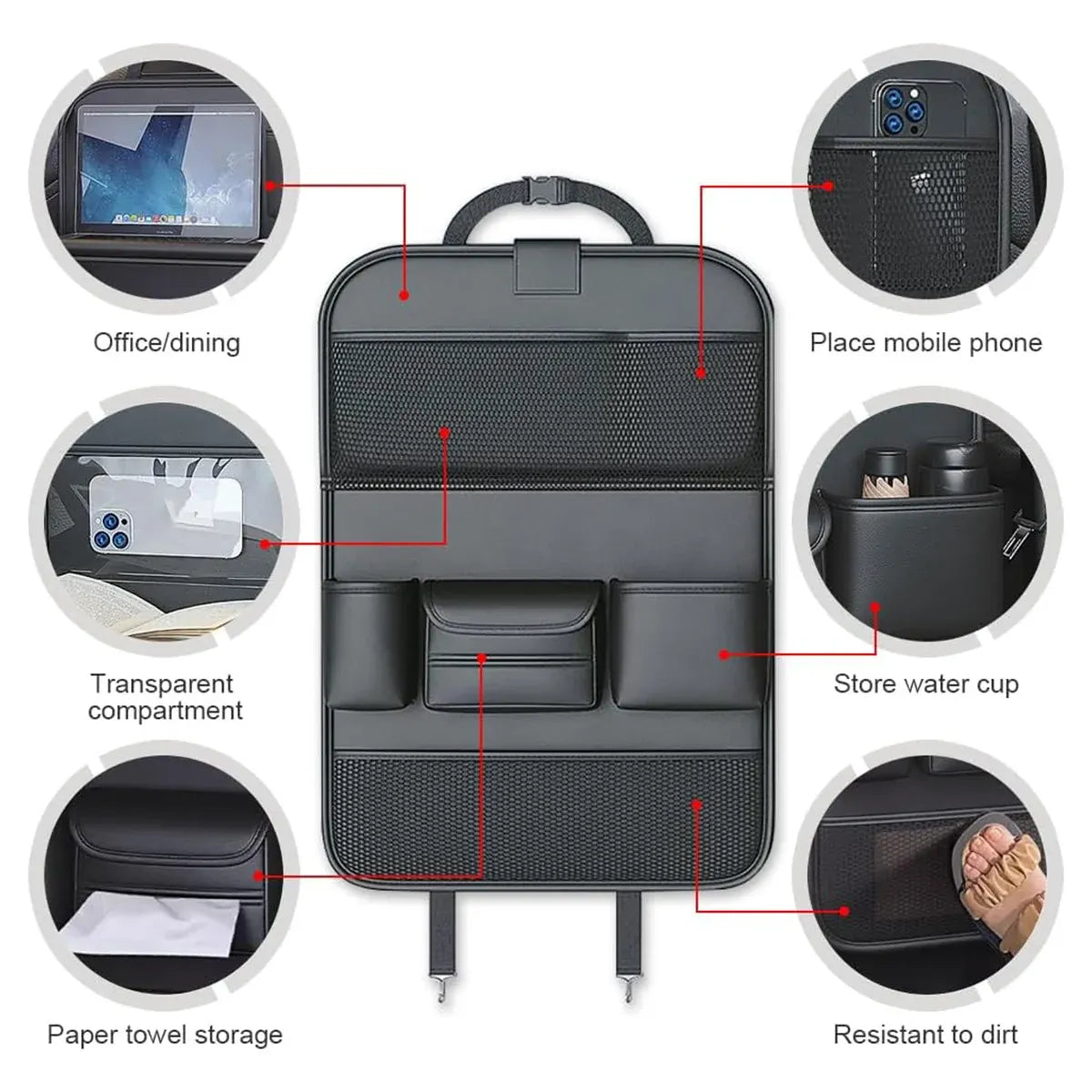 Backrest Storage Organizer Bag with Foldable Table for Vehicle Travel and Daily Use