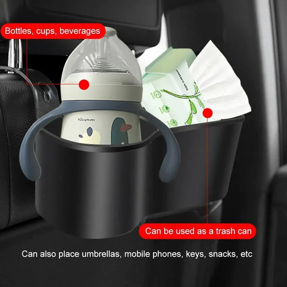 2pcs Cup Bottle Holder Phone Mount Headrest Car Back Seat Organizer Storage Box