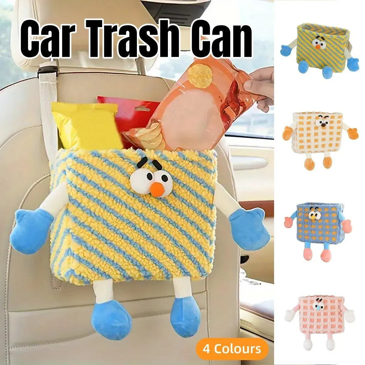 Car Wastebasket Seatback Hanging Storage Bin for Car Trash and Organizing - Blue