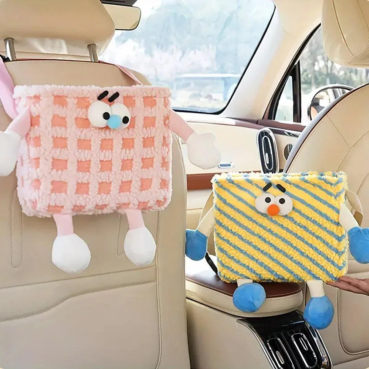 Car Wastebasket Seatback Hanging Storage Bin for Car Trash and Organizing - Yellow