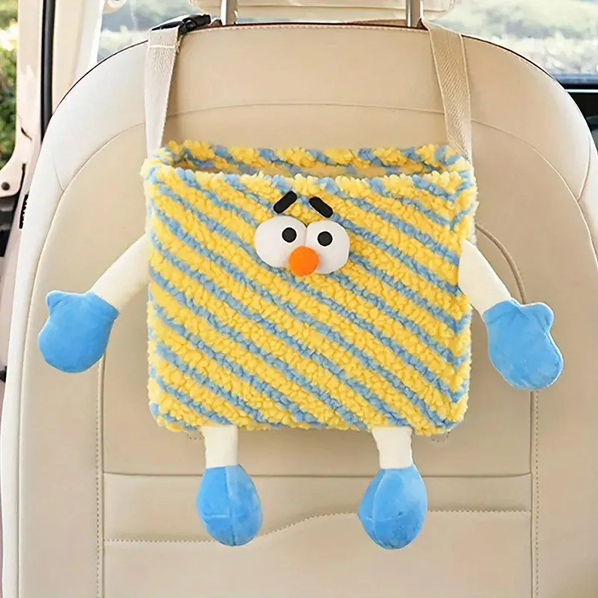 Car Wastebasket Seatback Hanging Storage Bin for Car Trash and Organizing - Yellow