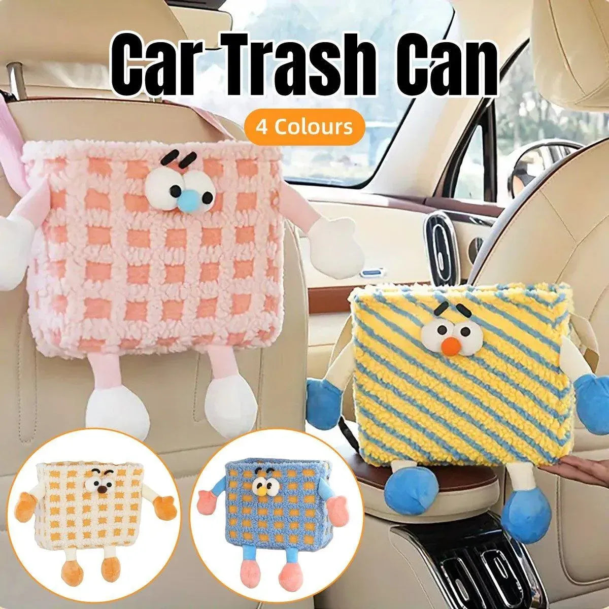Car Wastebasket Seatback Hanging Storage Bin for Car Trash and Organizing - Yellow