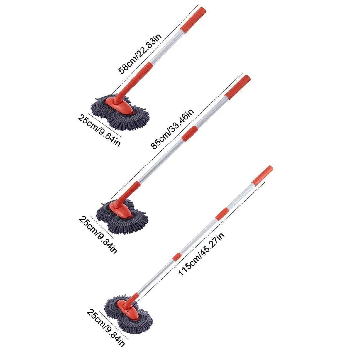 1-Piece Extendable Double-Head Car Wash Mop, Orange and Grey