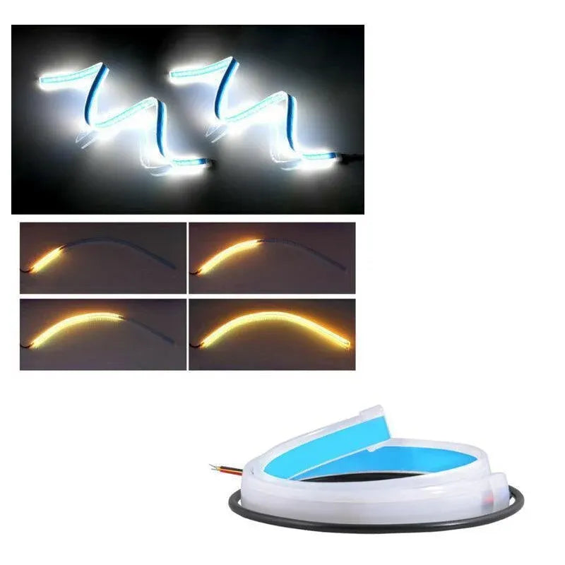 2X 60Cm Car Led Strip Drl Turn Signal Switchback Indicator Daytime Running Light