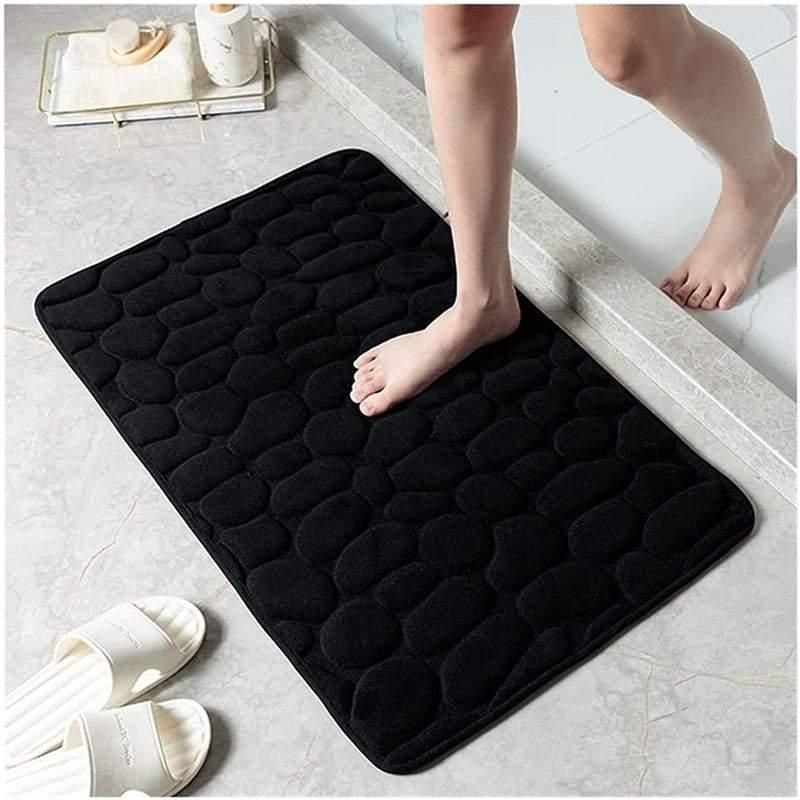 40x60cm Non-Slip Memory Foam Bath Mat Super Absorbent Floor Rug for Bathroom Use - Black