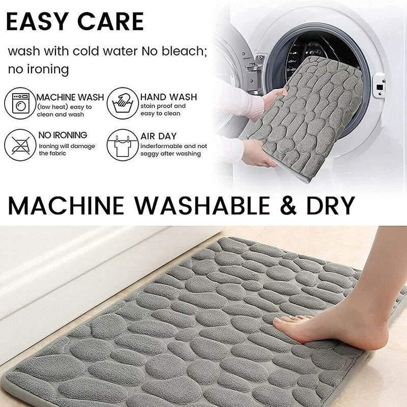40x60cm Non-Slip Memory Foam Bath Mat Super Absorbent Floor Rug for Bathroom Use - Black