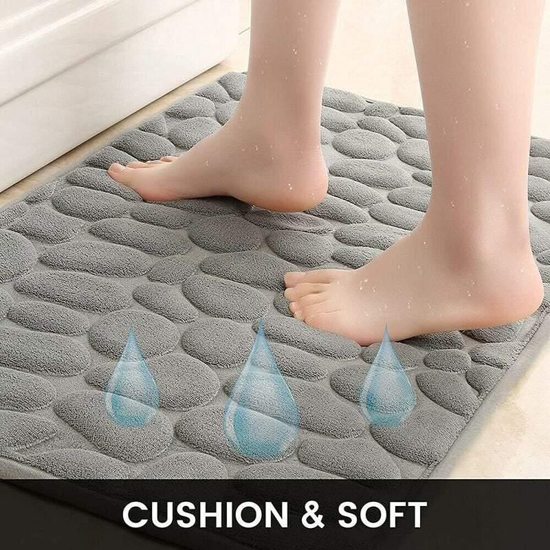 40x60cm Non-Slip Memory Foam Bath Mat Super Absorbent Floor Rug for Bathroom Use - Black
