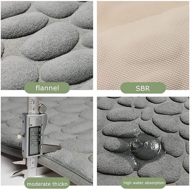 40x60cm Non-Slip Memory Foam Bath Mat Super Absorbent Floor Rug for Bathroom Use - Black