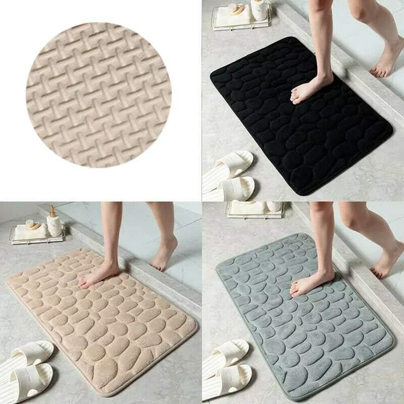 40x60cm Non-Slip Memory Foam Bath Mat Super Absorbent Floor Rug for Bathroom Use - Grey