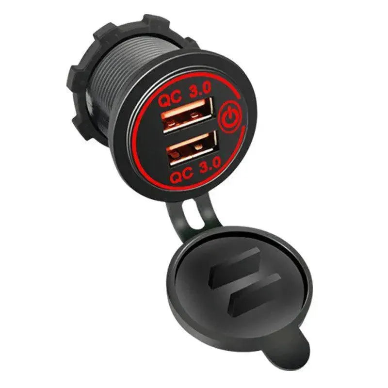 1× Dual USB Car Charger QC 3.0 Quick Charge 12V-24V Power Outlet - Red