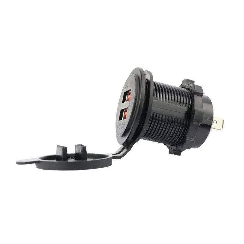 1× Dual USB Car Charger QC 3.0 Quick Charge 12V-24V Power Outlet - Red
