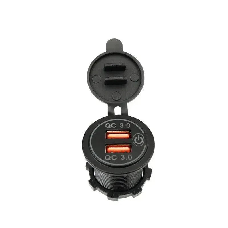 1× Dual USB Car Charger QC 3.0 Quick Charge 12V-24V Power Outlet - Red