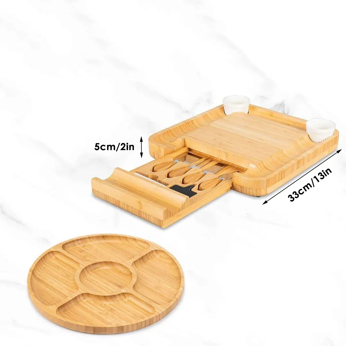 Bamboo Cheese Cutting Board Knife Gift Set Wooden Charcuterie Meat Serving Tray
