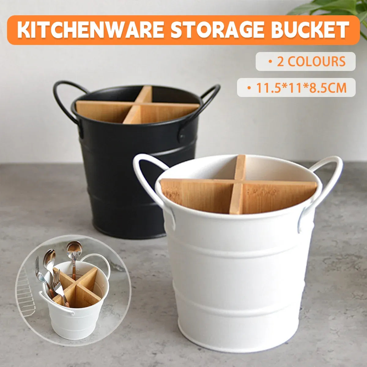 Multi-Functional Home Chopstick Container Plastic Compartments Drainage Rack - Black