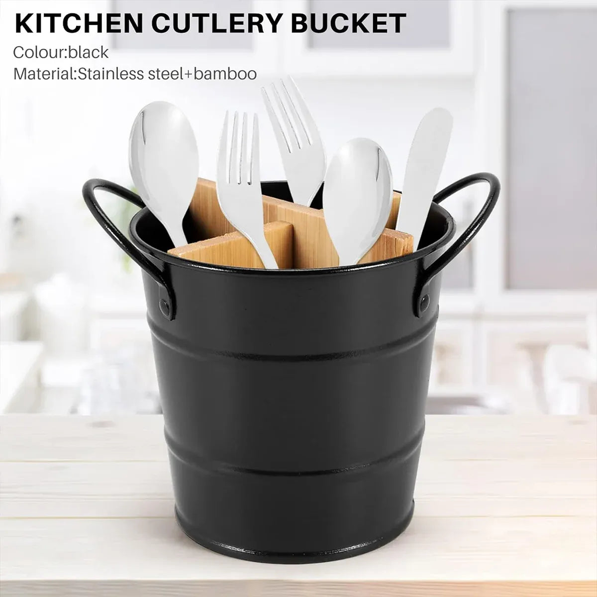 Multi-Functional Home Chopstick Container Plastic Compartments Drainage Rack - Black