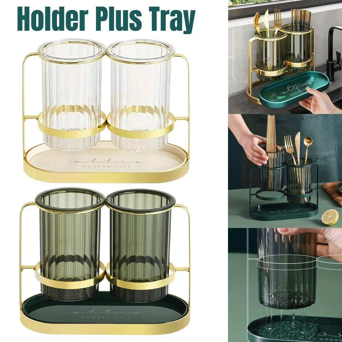 Light Luxury Chopsticks Storage Rack Household Kitchen Chopsticks Tube - Gold