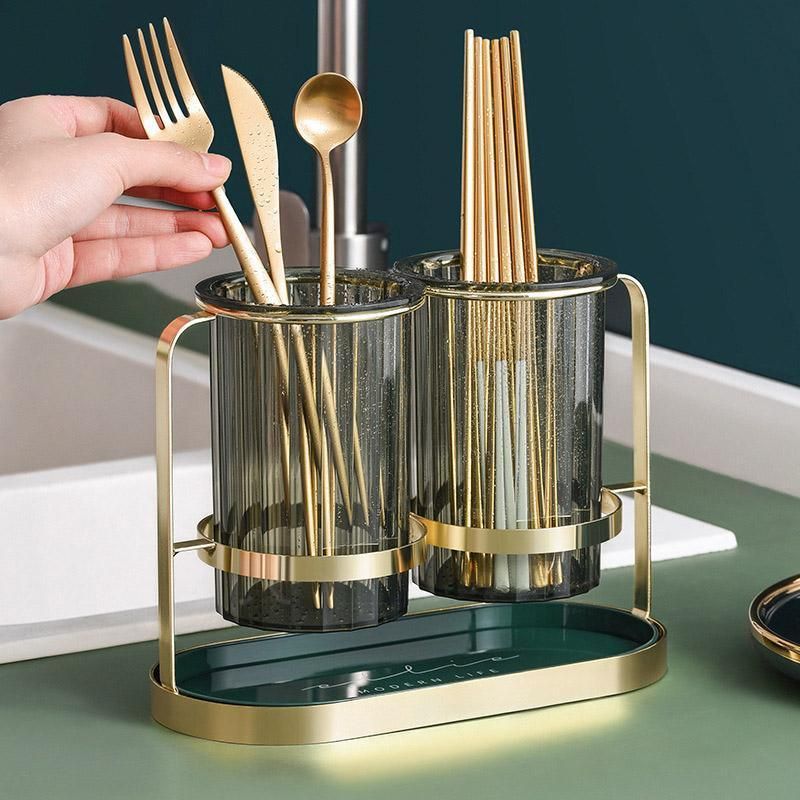Light Luxury Chopsticks Storage Rack Household Kitchen Chopsticks Tube - Gold