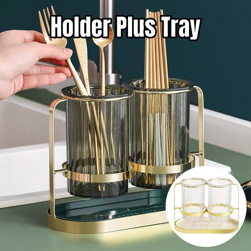 Light Luxury Chopsticks Storage Rack Household Kitchen Chopsticks Tube - Gold