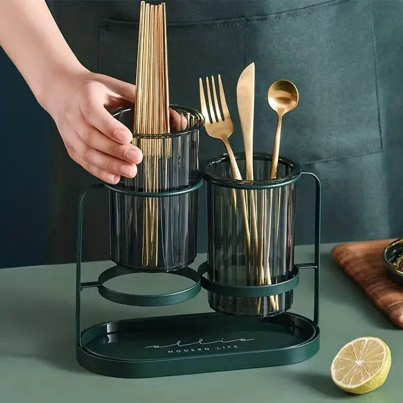 Light Luxury Chopsticks Storage Rack Household Kitchen Chopsticks Tube - Green