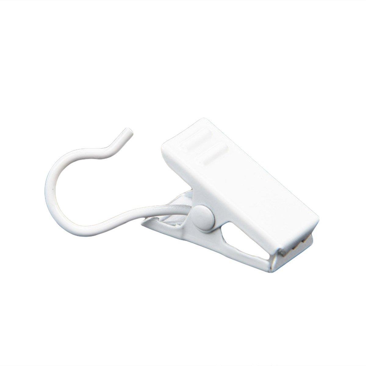 50PCS Stainless Steel Curtain Clip Hooks Strong Load-bearing Shower Accessories - Silver White