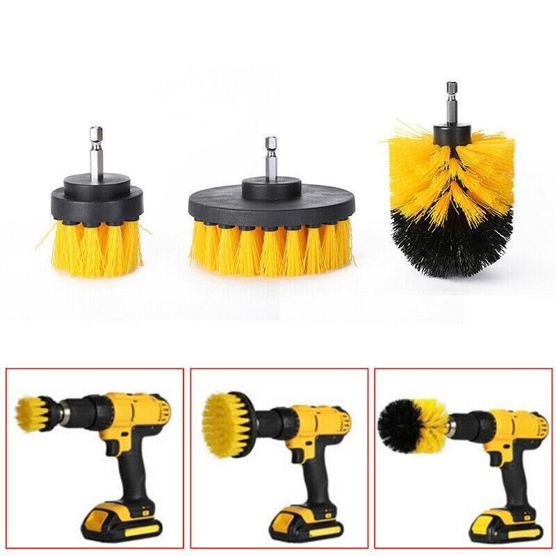 3Pcs Drill Attachment Set Drill Brush Kit Bathroom Carpet Cleaning Tool Scrubber - Blue
