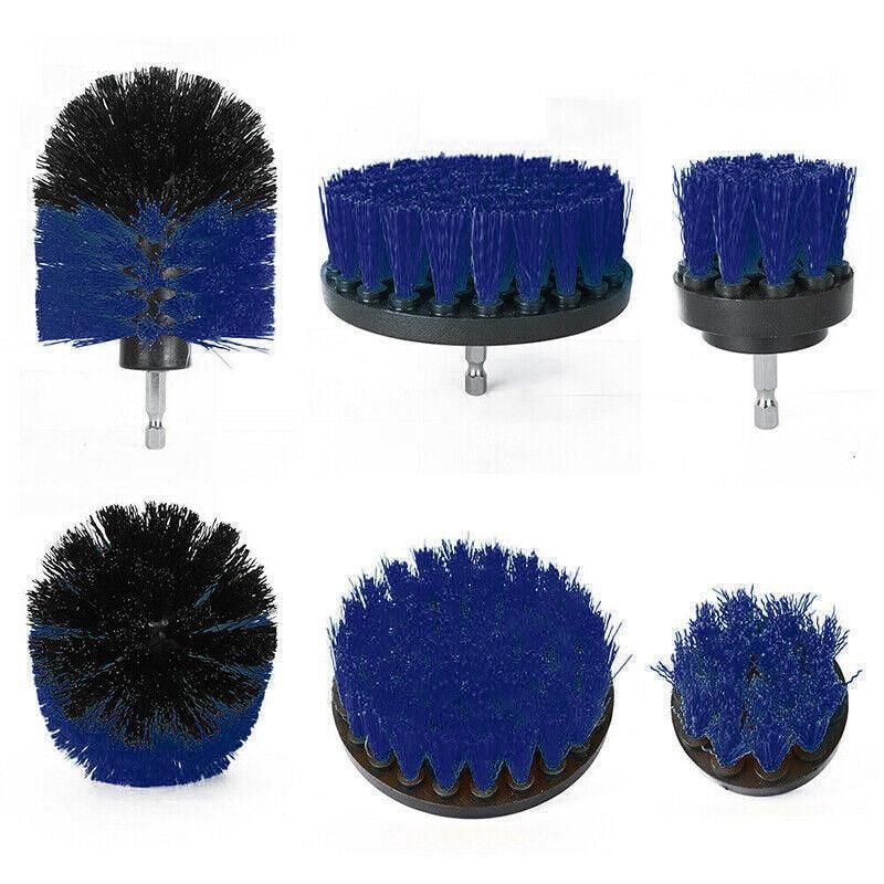 3Pcs Drill Attachment Set Drill Brush Kit Bathroom Carpet Cleaning Tool Scrubber - Yellow