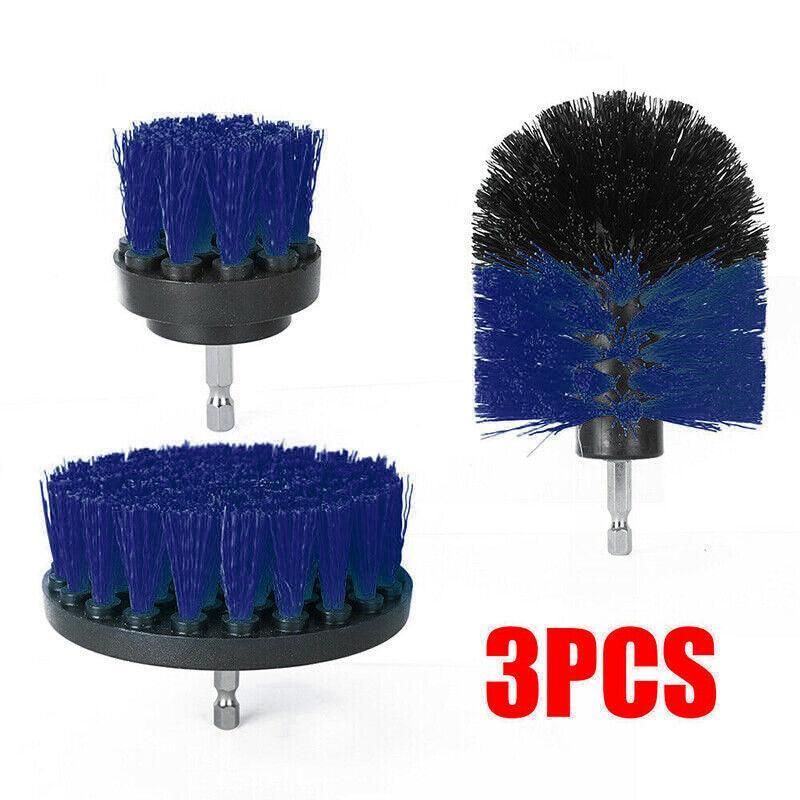 3Pcs Drill Attachment Set Drill Brush Kit Bathroom Carpet Cleaning Tool Scrubber - Yellow