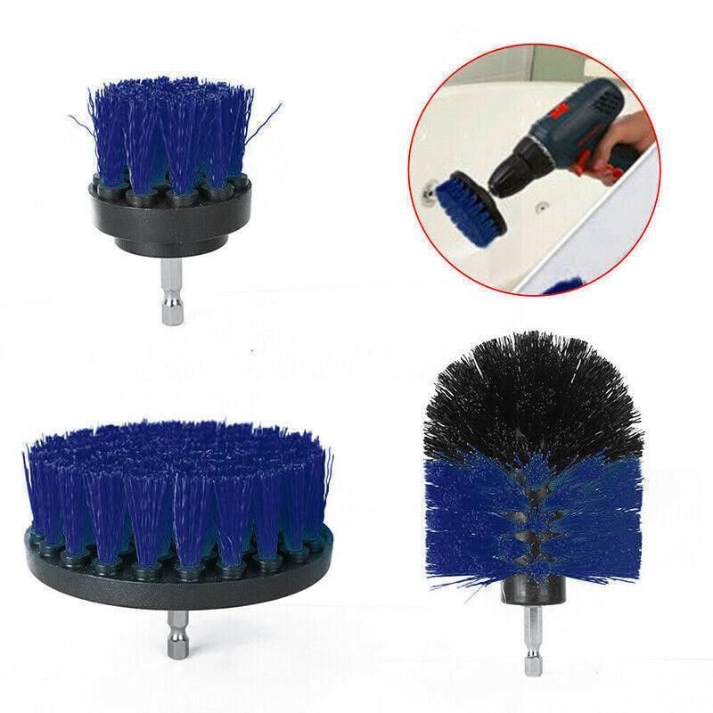 3Pcs Drill Attachment Set Drill Brush Kit Bathroom Carpet Cleaning Tool Scrubber - Yellow