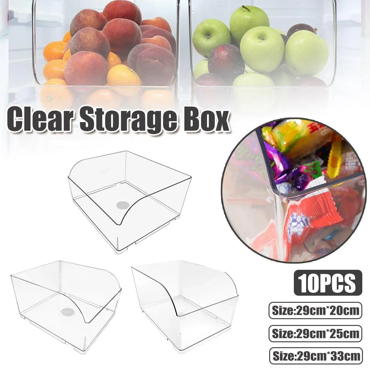 10PCS Clear Plastic Storage Box Set Food Supermarket Display Organizer Container - L