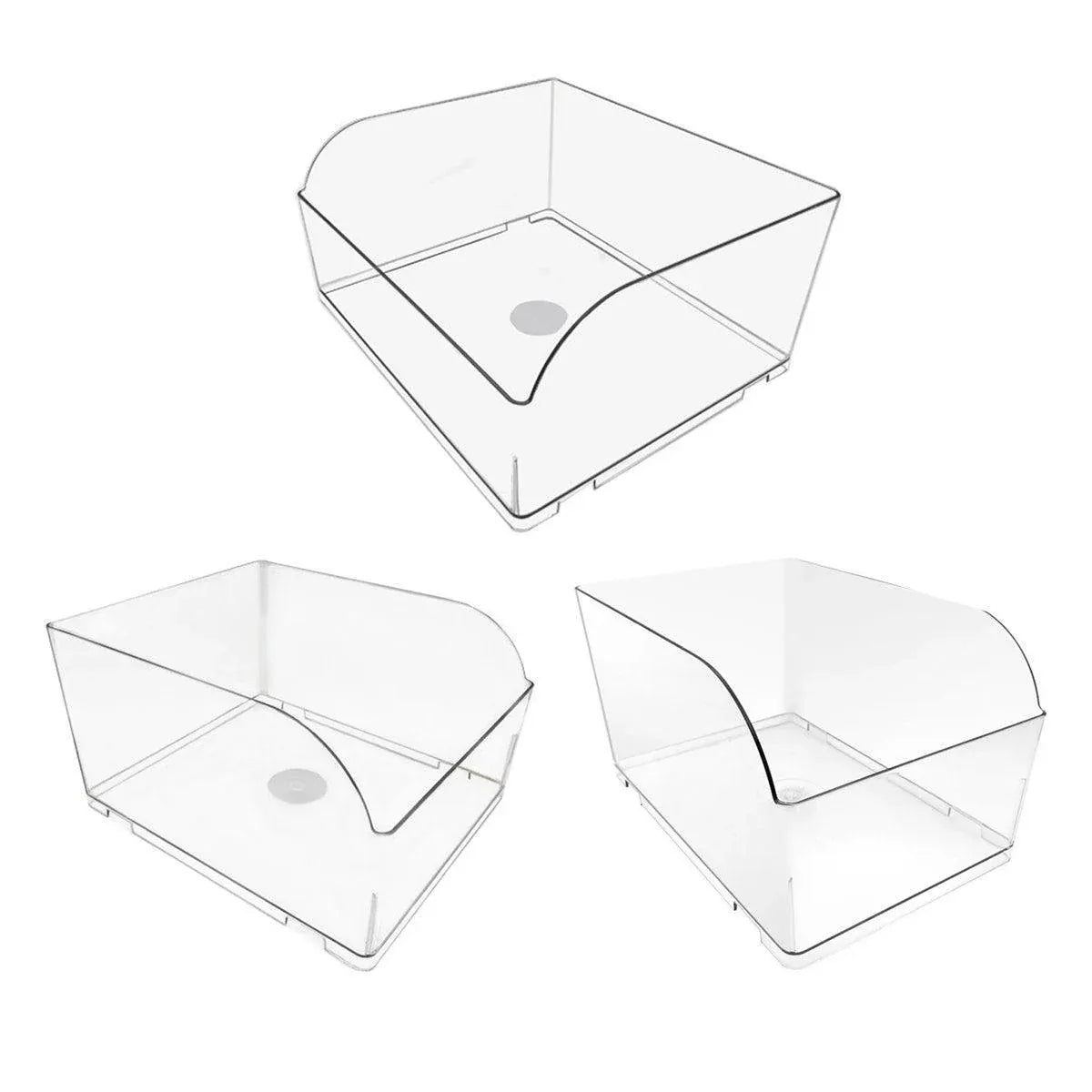 10PCS Clear Plastic Storage Box Set Food Supermarket Display Organizer Container - L