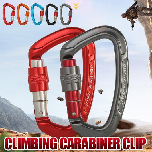 25KN Screwgate Locking Rock Climbing Carabiner Clip Aluminum D Ring Hook Buckle - Gray