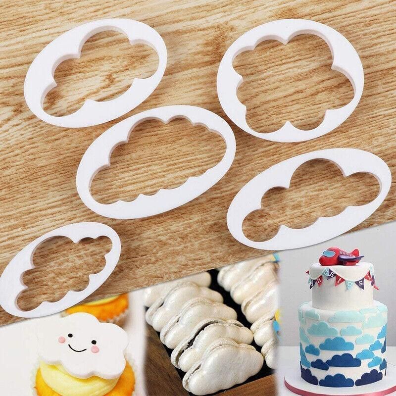 5PCS Cloud Shape Cookie Cutters Set for Fondant Cake Clay and Baking Crafts