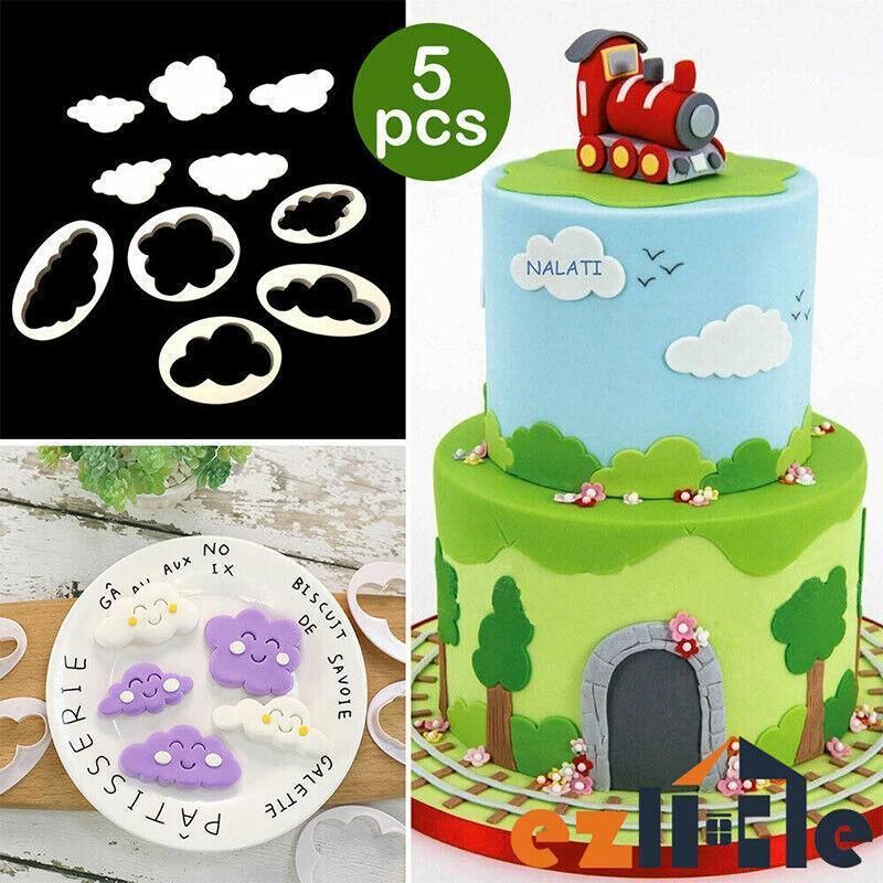 5PCS Cloud Shape Cookie Cutters Set for Fondant Cake Clay and Baking Crafts
