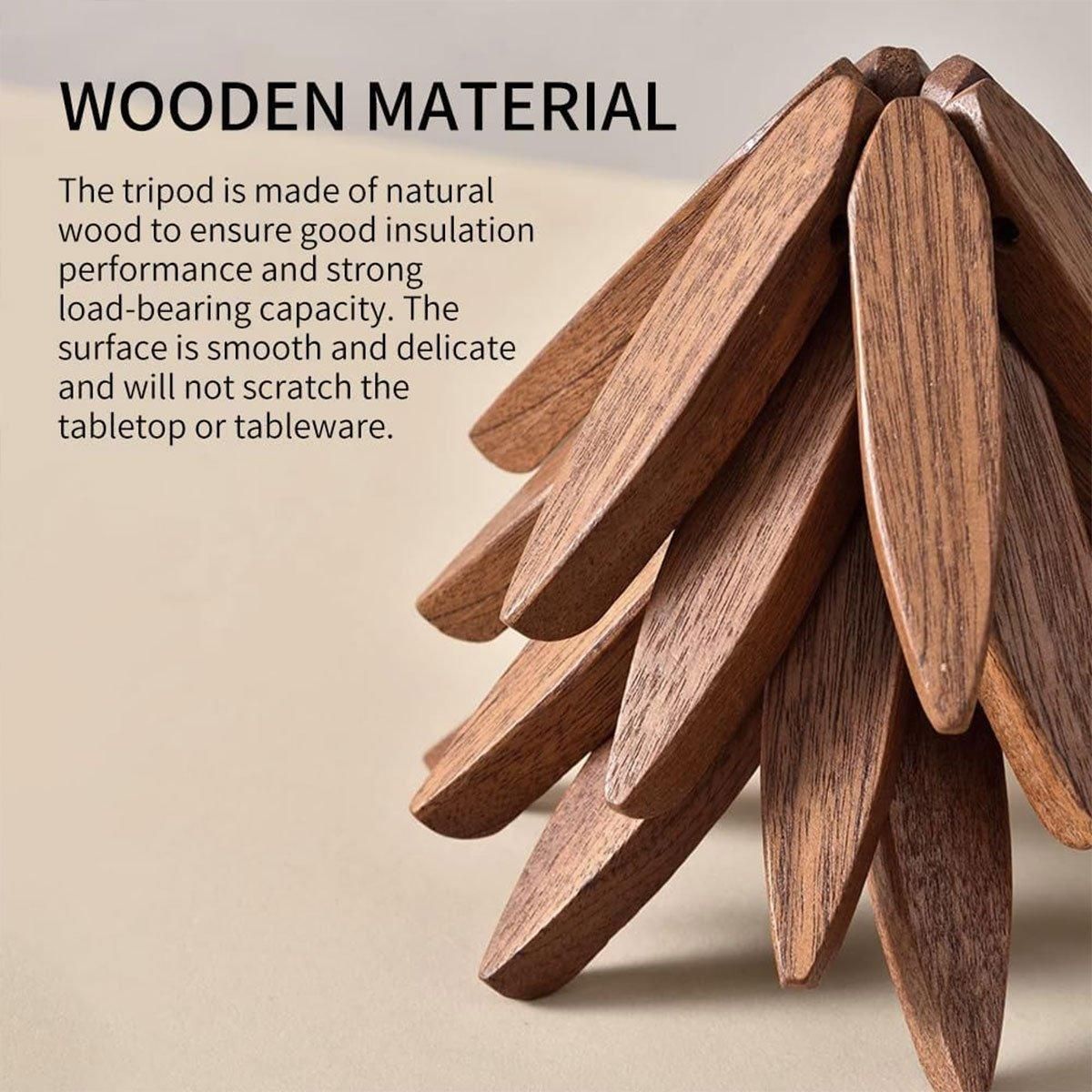 Solid Wooden Trivet for Hot Dish Walnut Christmas Tree Table Heat-Resistant Mat - Beige-3pcs