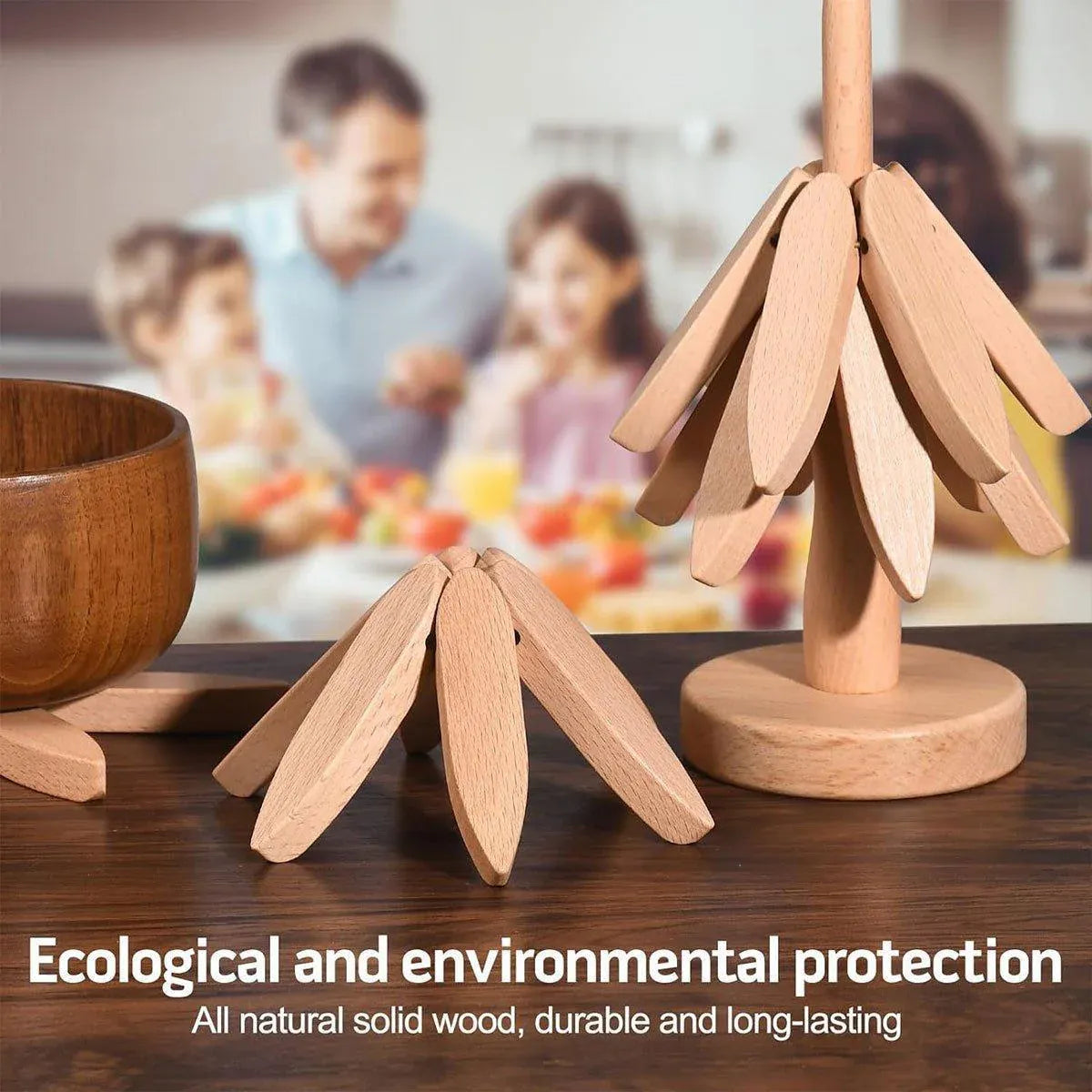 Solid Wooden Trivet for Hot Dish Walnut Christmas Tree Table Heat-Resistant Mat - Brown-3pcs