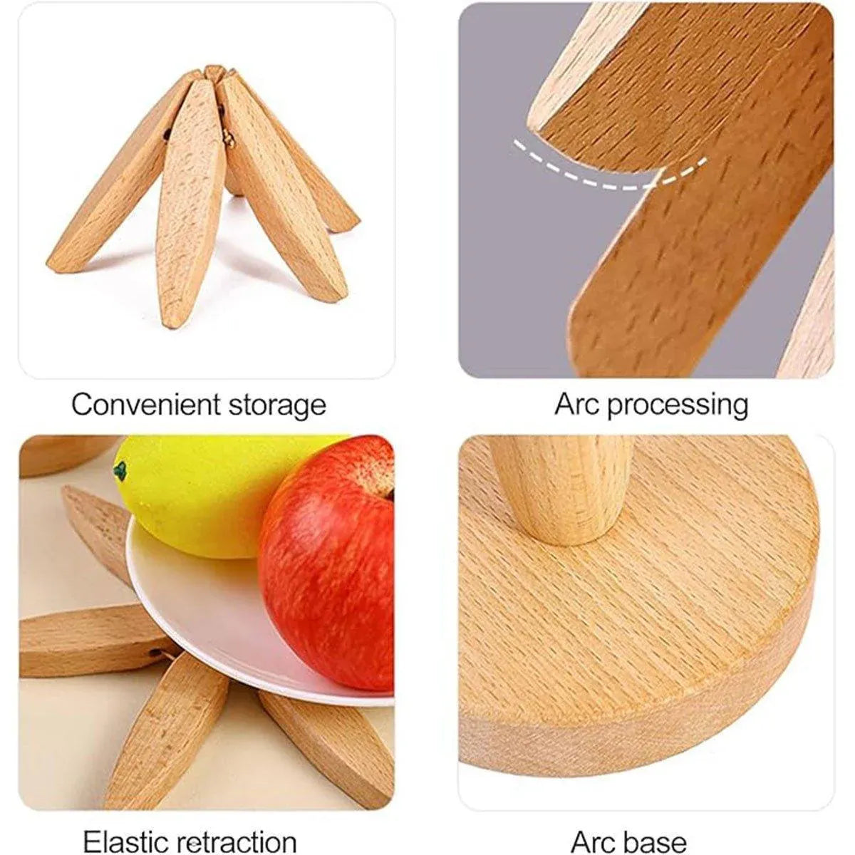 Solid Wooden Trivet for Hot Dish Walnut Christmas Tree Table Heat-Resistant Mat - Brown-3pcs
