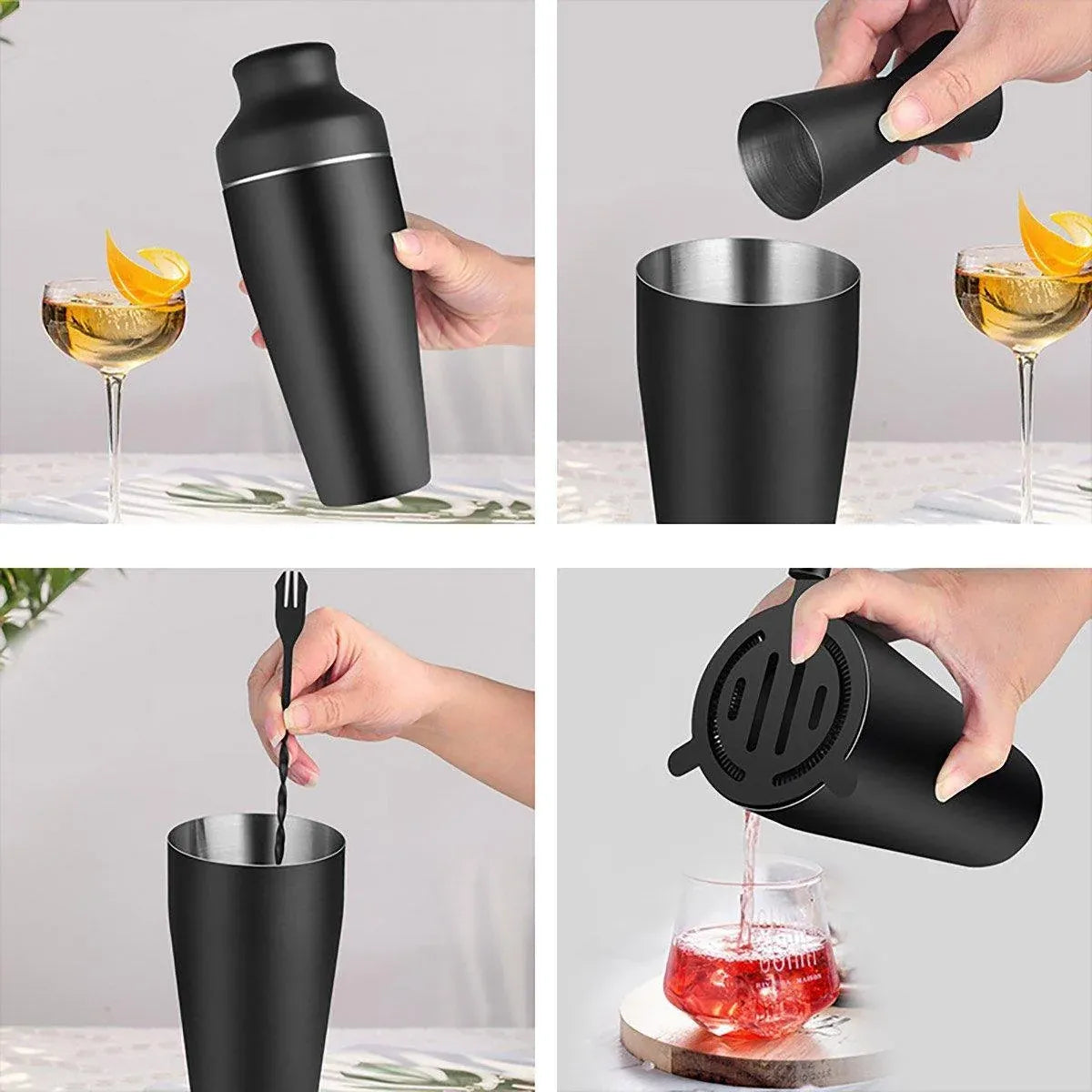 8PCS/700ML Stainless Steel Cocktail Shaker Bartender Tools Set Bar Supplies