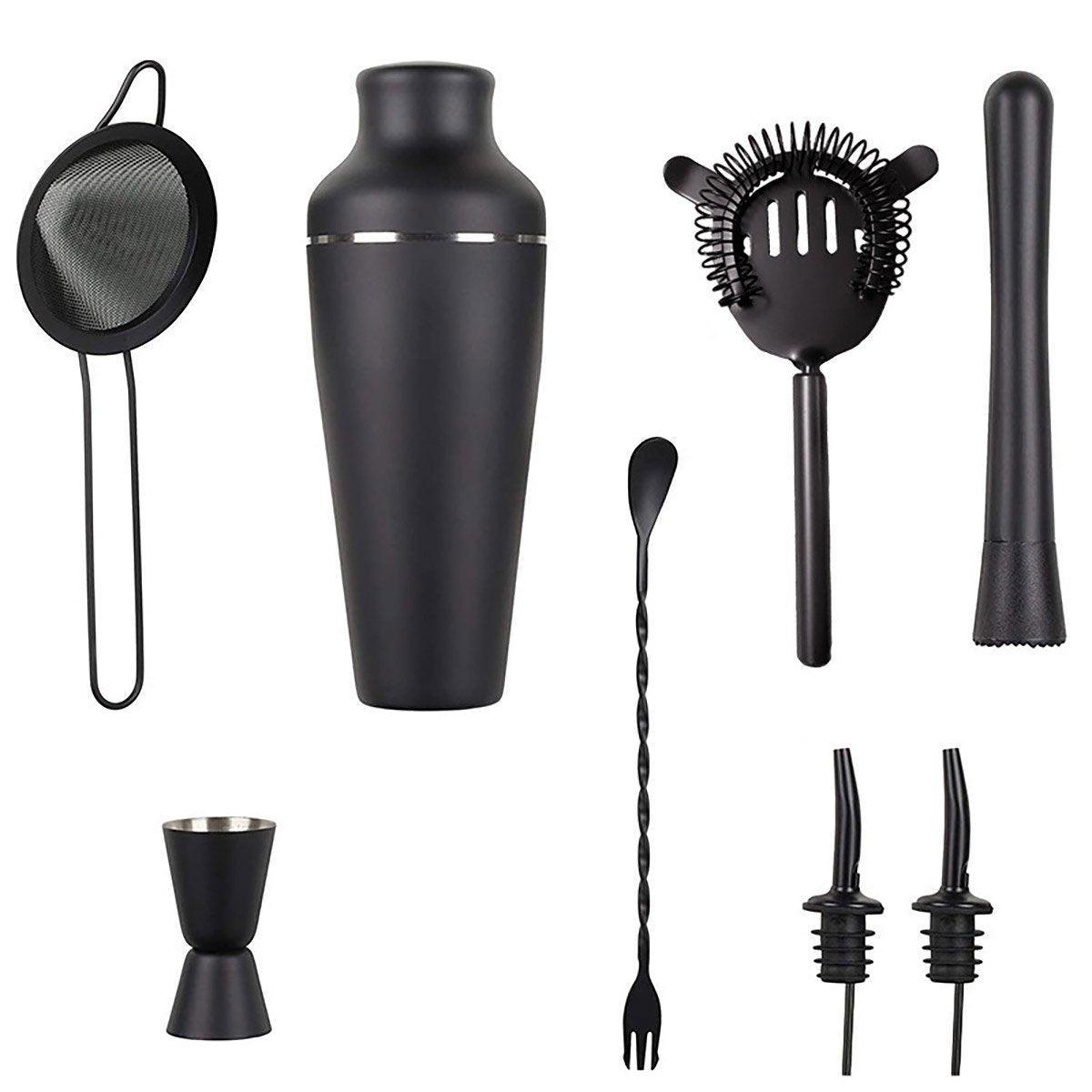 8PCS/700ML Stainless Steel Cocktail Shaker Bartender Tools Set Bar Supplies