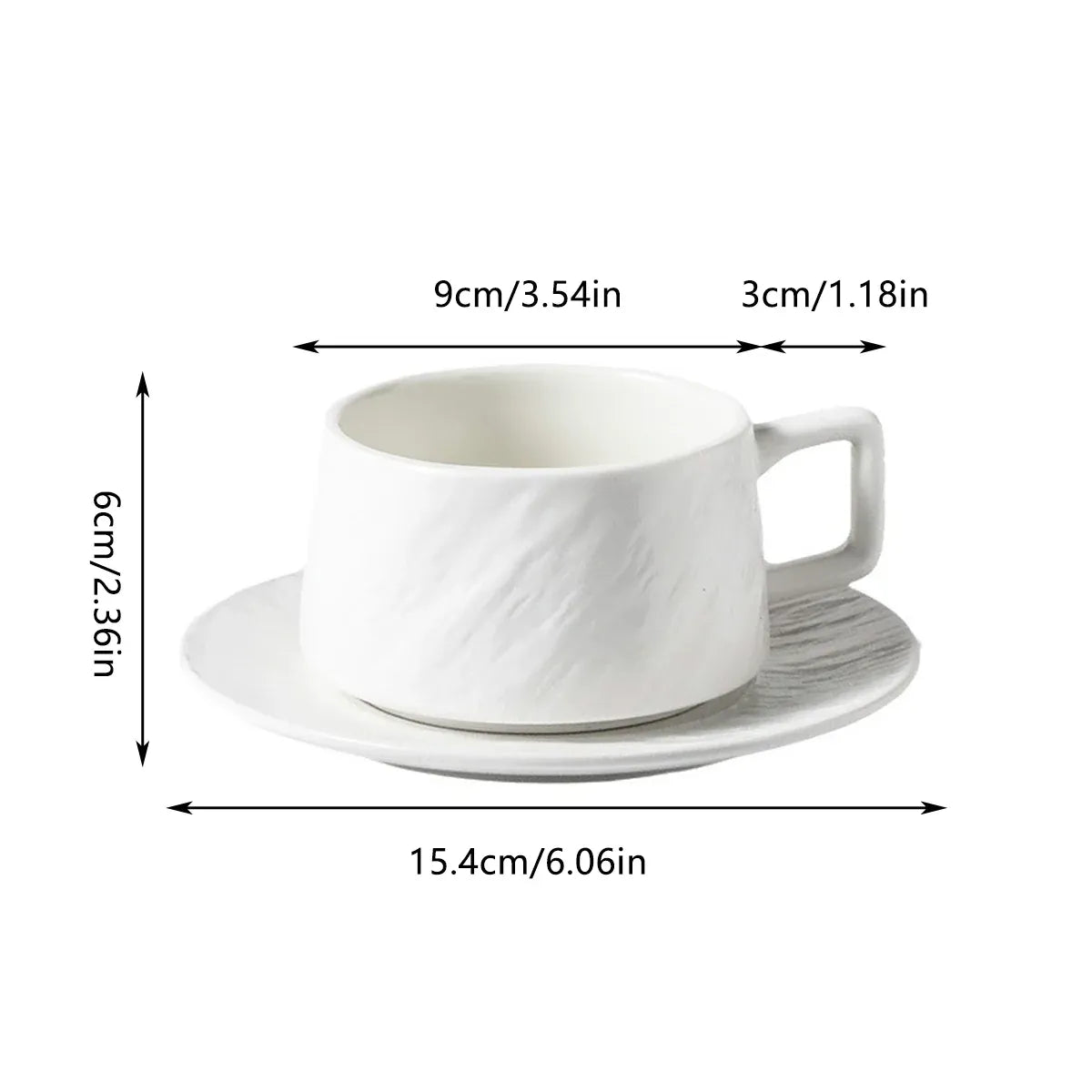 Ceramic Coffee Cup and Saucer Set Simple Tea Mug Breakfast Drinkware Household - Black