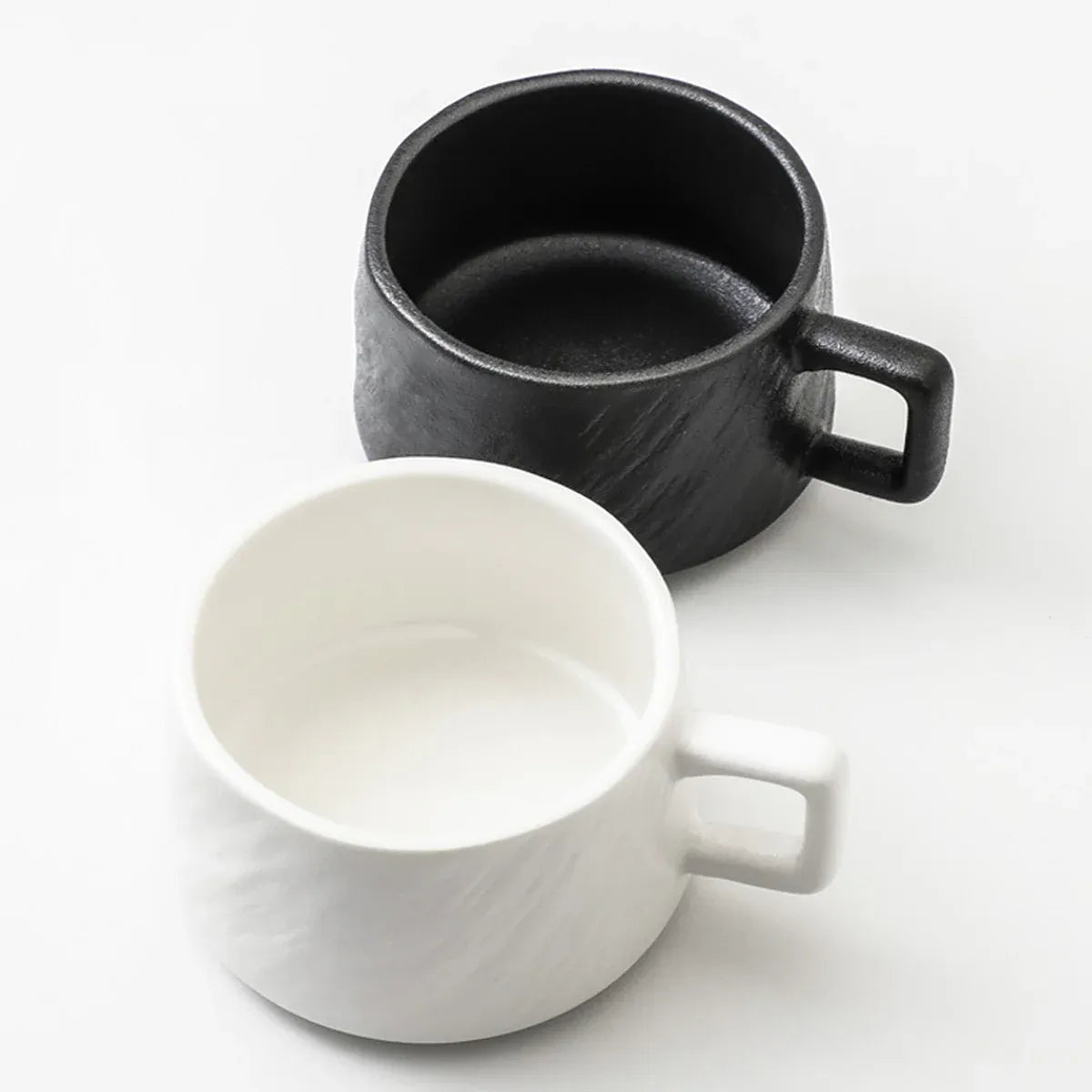 Ceramic Coffee Cup and Saucer Set Simple Tea Mug Breakfast Drinkware Household - White