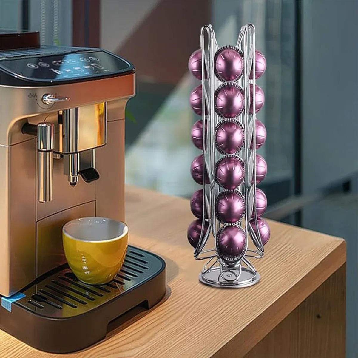24 Coffee Capsule Holder Rack Storage Stand Pod Display Organizer Shelf Kitchen