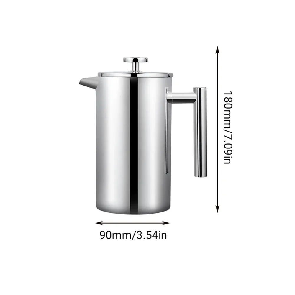 French Press Coffee Pot 600ml 304 Stainless Steel for Home Office Tea Coffee