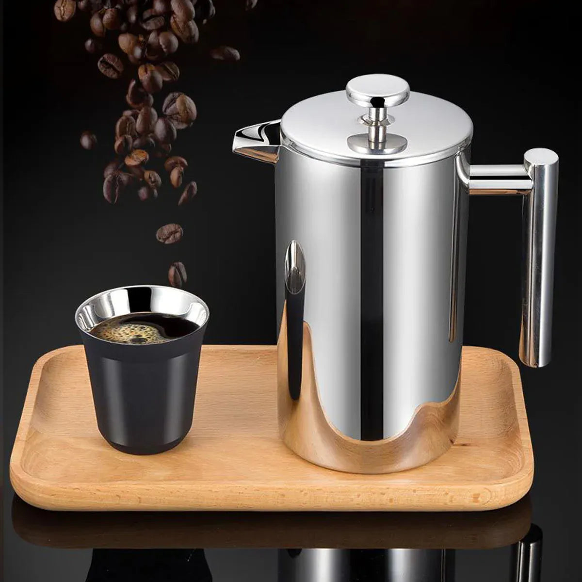 French Press Coffee Pot 600ml 304 Stainless Steel for Home Office Tea Coffee