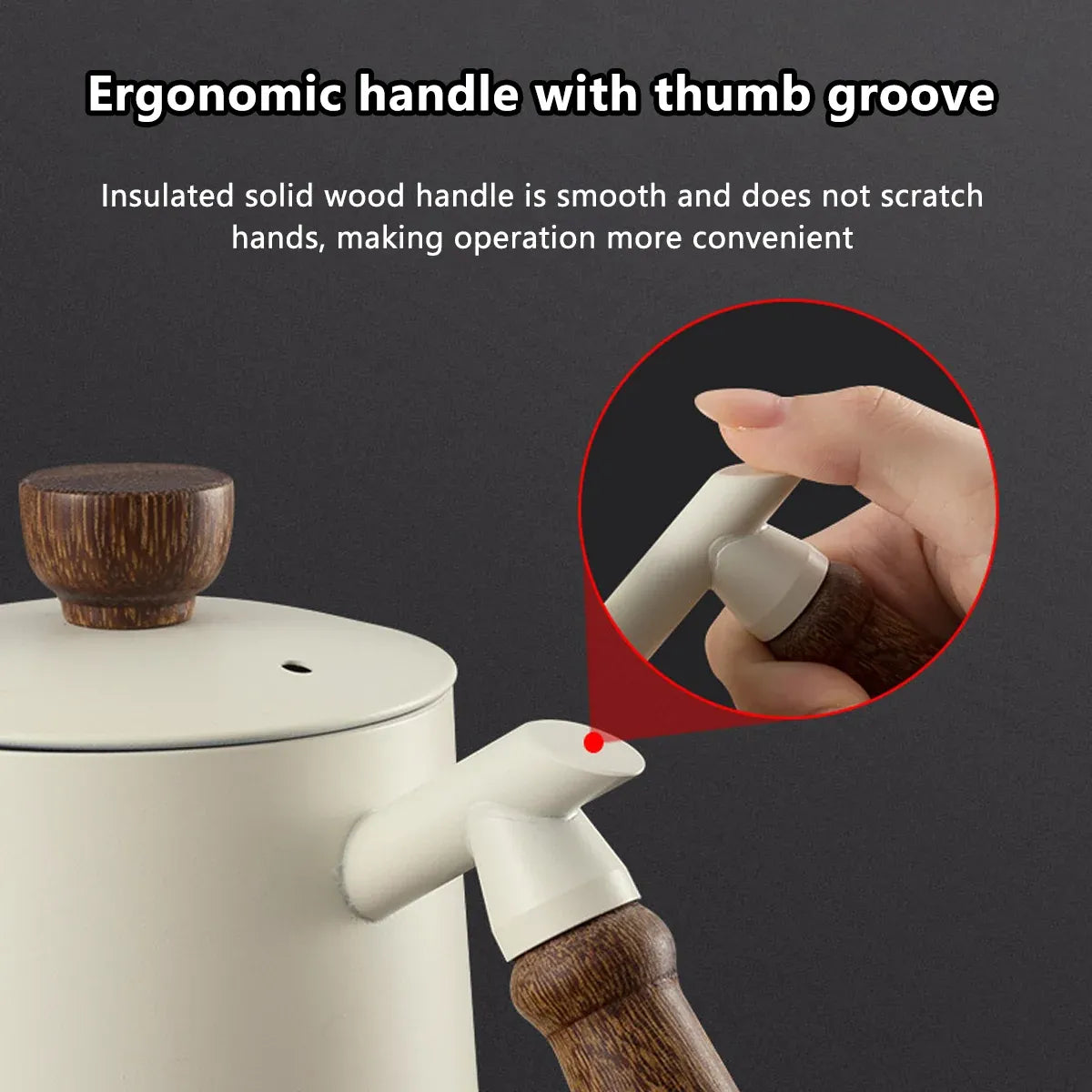 600ml Stainless Steel Coffee Pour Over Kettle Heat Resistant Home Café Brewing - Black