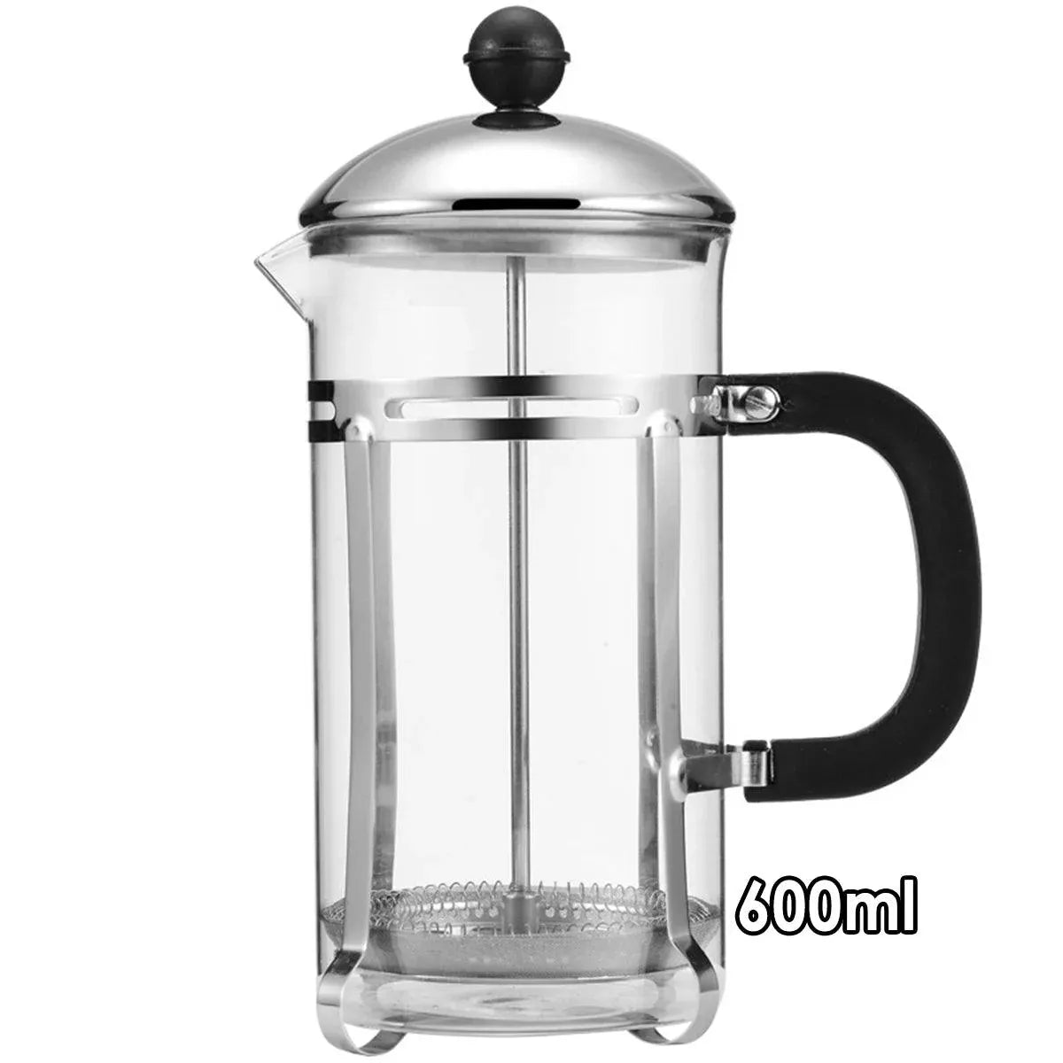 350ml 600ml Stainless Steel Glass French Press Coffee Tea Maker for Home Office - 600ML