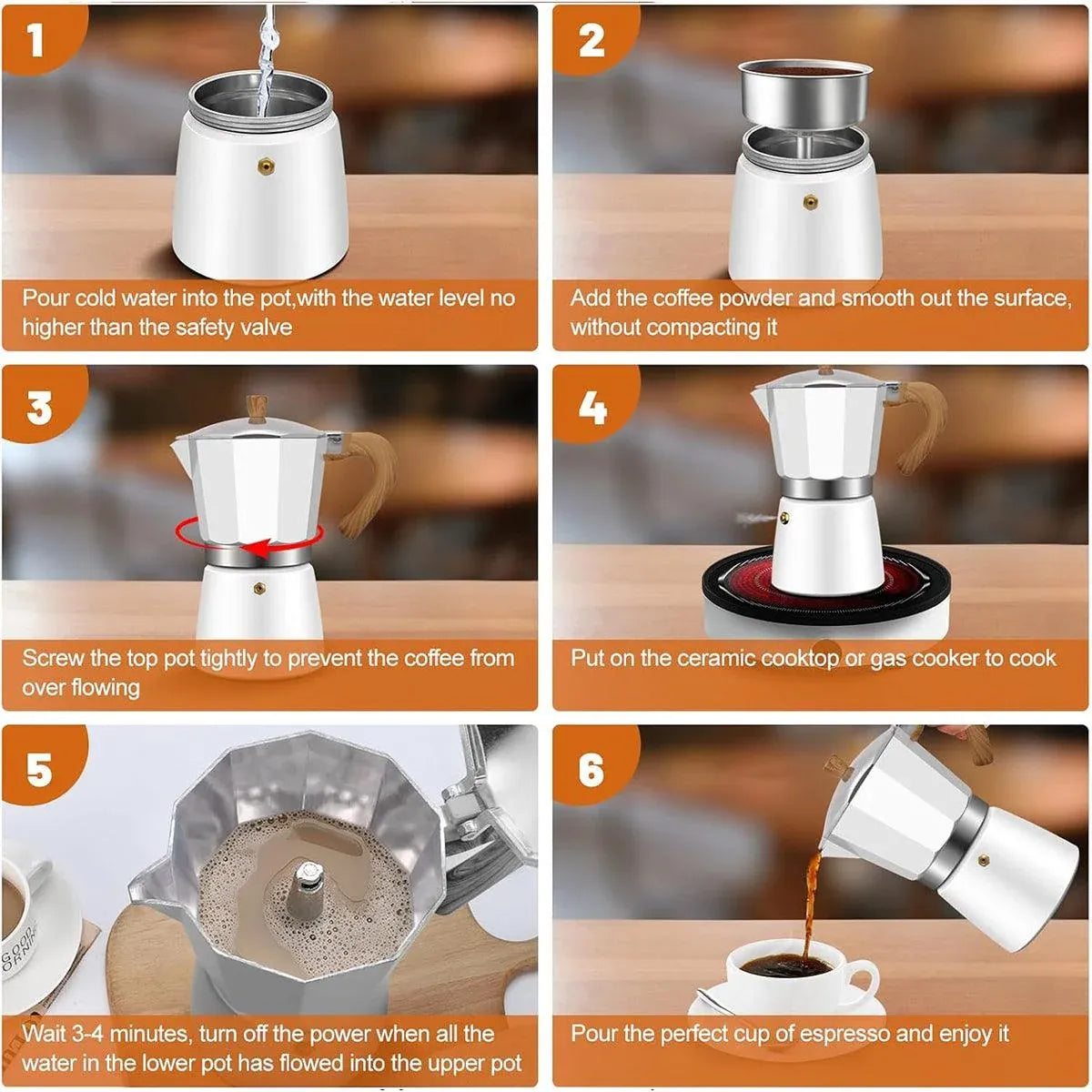 Portable Coffee Maker Wood Grain Handle Outdoor Manual Espresso Machine Camping - Beige-300ml