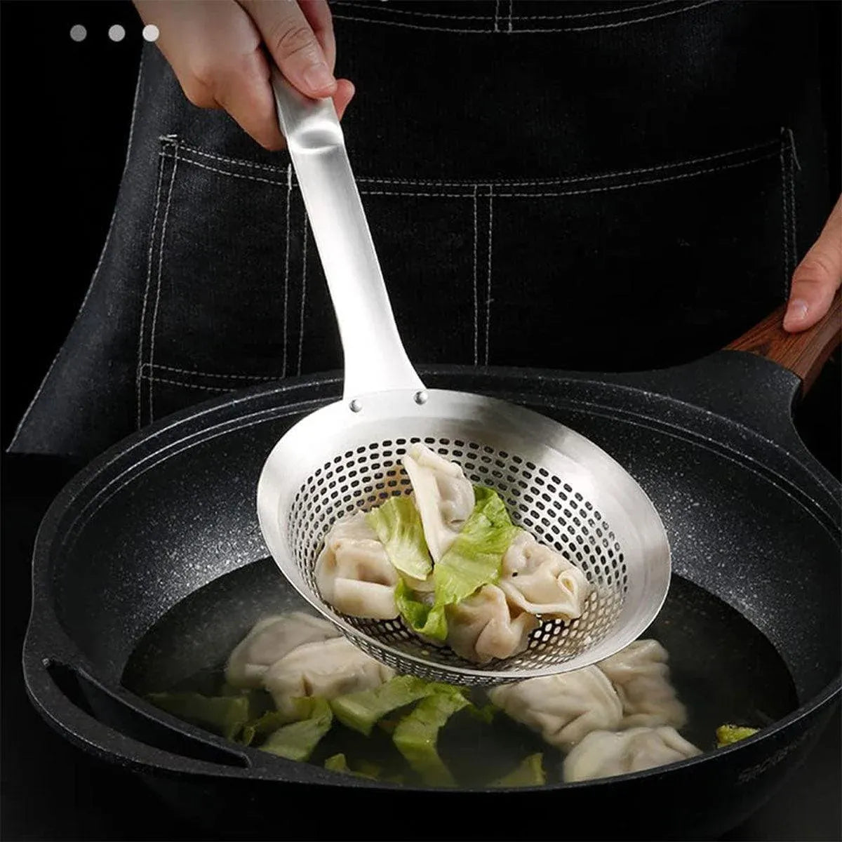 Stainless Steel Colander Spoon Kitchen Strainer Tool for Pasta Rice Vegetable