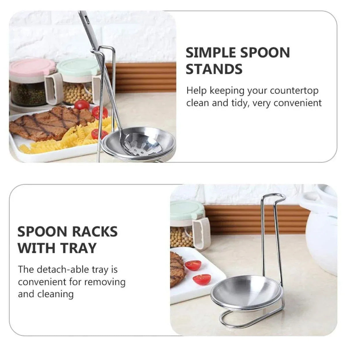 2 Pcs Portable Stainless Steel Soup Colander Rack Kitchen Utensil Storage