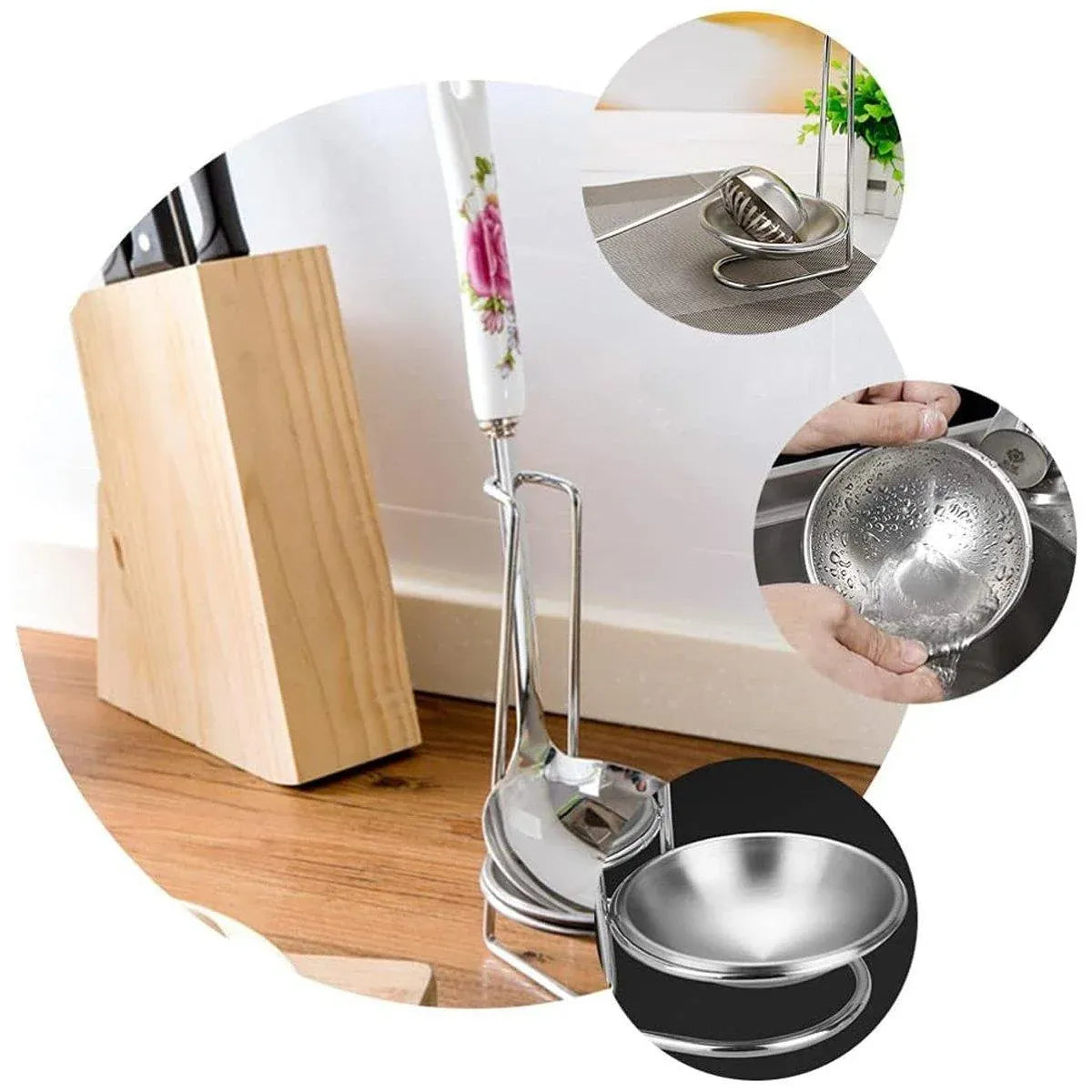 2 Pcs Portable Stainless Steel Soup Colander Rack Kitchen Utensil Storage