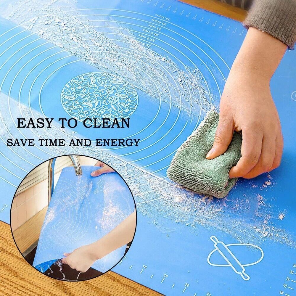 Green Reusable Non-Stick Silicone Rolling Dough Mat Cake Pastry Baking Fondant Sheet - 40*30cm